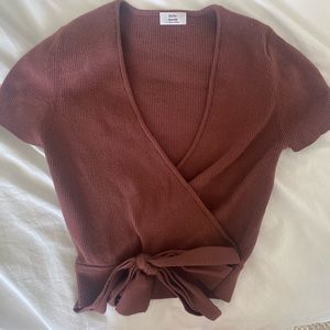 Aritzia Little Moon Prunella Knit Wrap Top